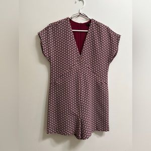 Zara Printed V-Neck Romper S